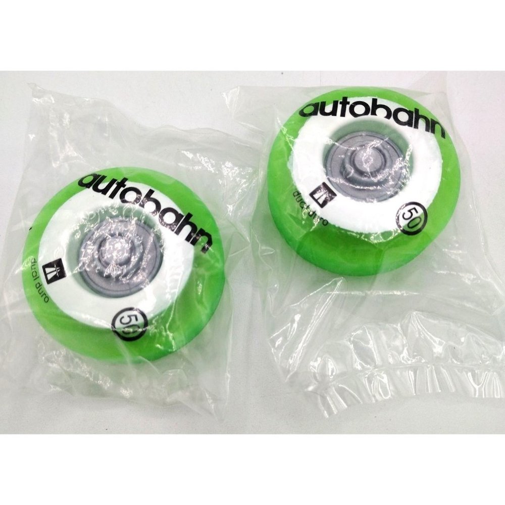 Autobahn 50 mm Dual Duro Green Wheels Lot of 2 Sealed 2 Inches Skateboard